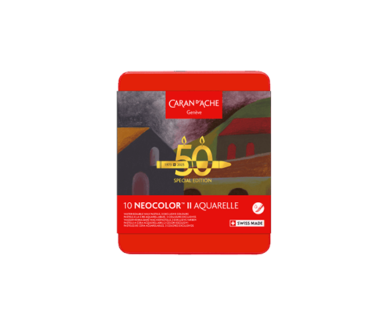Caran d'Ache NEOCOLOR II Aquarelle 50 ans 10 pastels -  Dark