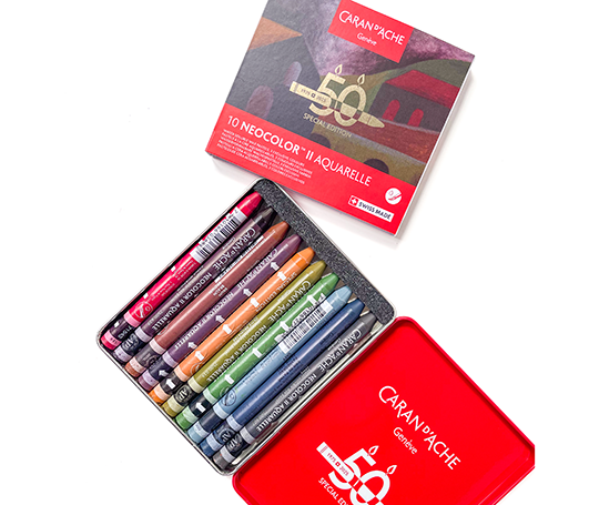 Caran d'Ache NEOCOLOR II Aquarelle 50 ans 10 pastels -  Dark