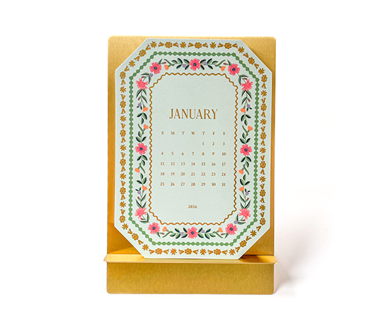 Rifle Paper Co. - Calendrier de bureau 2026 en laiton Wildwood