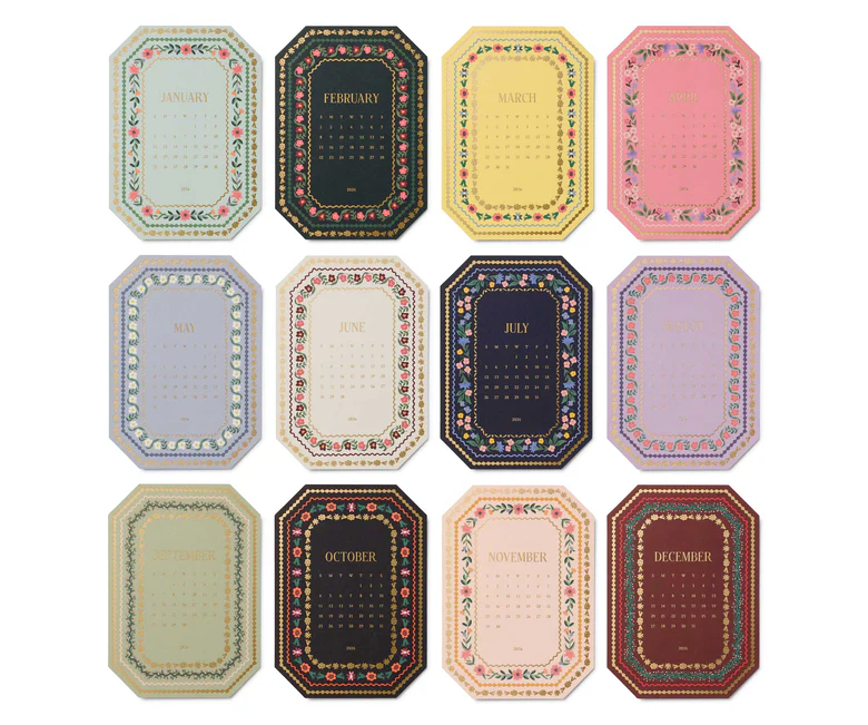 Rifle Paper Co. - Calendrier de bureau 2026 en laiton Wildwood