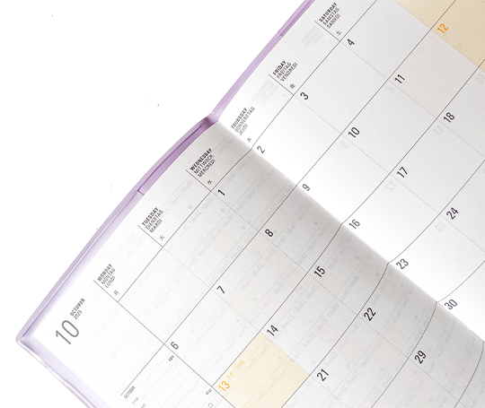 Hightide Agenda 2026 mensuel - Iris/Journal intime - Lavande (type K)