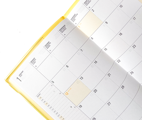 Hightide Agenda 2026 mensuel - Iris/Journal intime - Jaune (type K)