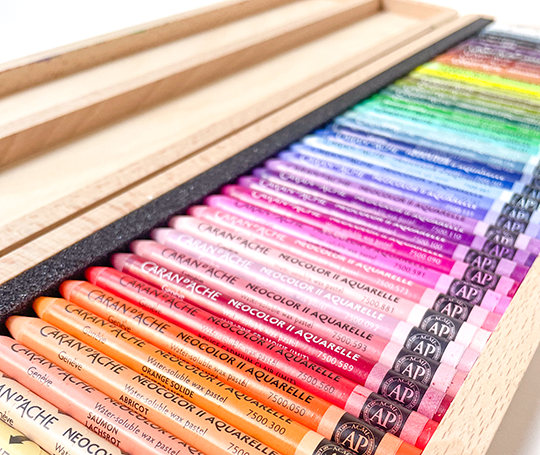 Caran d'Ache - Coffret en bois 50 pastels NEOCOLOR II Aquarelle
