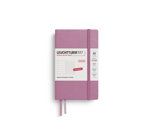 Leuchtturm agenda FR 2026 A6 rigide semaine&notes - Dusty Rose