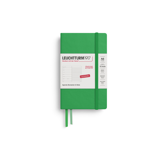 Leuchtturm agenda FR 2026 A6 rigide semaine&notes - Spring Leaf