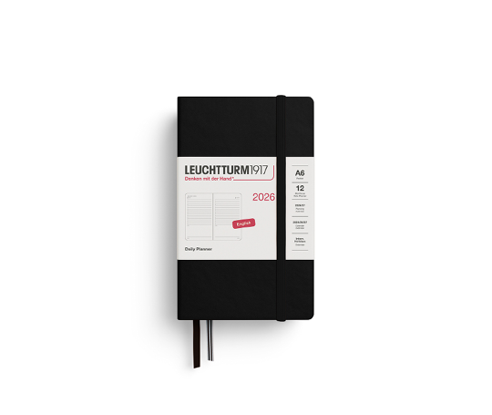 Leuchtturm agenda 2026 A6 rigide 1 jour/page - Black