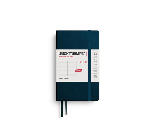 Leuchtturm agenda 2026 A6 rigide en blocs - Deep Sea