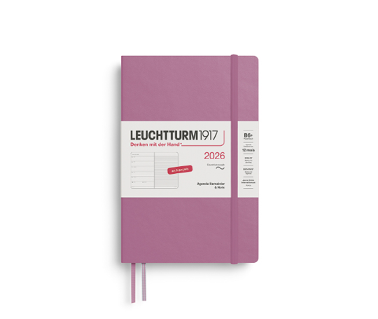 Leuchtturm agenda FR 2026 B6+ souple semaine&notes - Dusty Rose