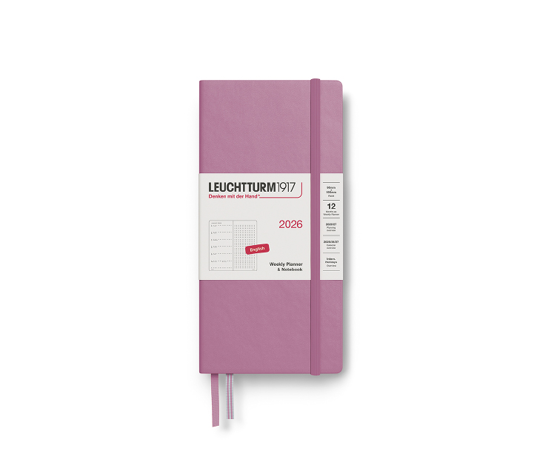 Leuchtturm agenda 2026 Wallet rigide semaine&notes dots - Dusty Rose