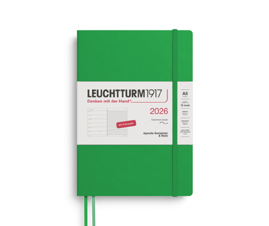 Leuchtturm agenda FR 2026 A5 souple semaine&notes - Spring Leaf