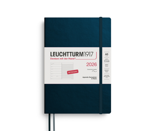 Leuchtturm agenda FR 2026 A5 souple semaine&notes - Deep Sea