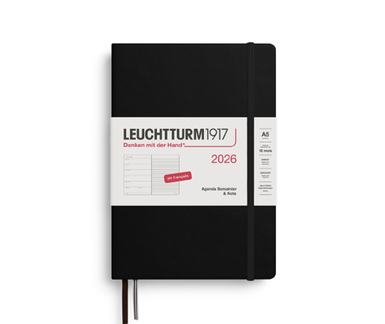 Leuchtturm agenda FR 2026 A5 rigide semaine&notes - Black