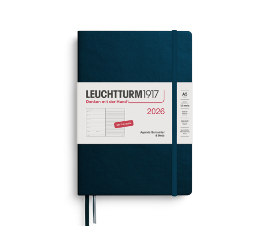 Leuchtturm agenda FR 2026 A5 rigide semaine&notes - Deep Sea