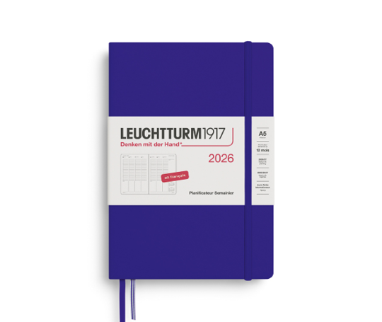 Leuchtturm agenda FR 2026 A5 rigide en colonnes - Ink