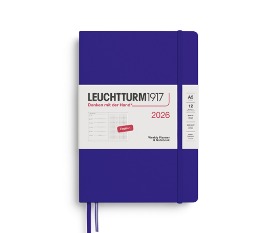 Leuchtturm agenda 2026 A5 rigide semaine&notes dots - Ink