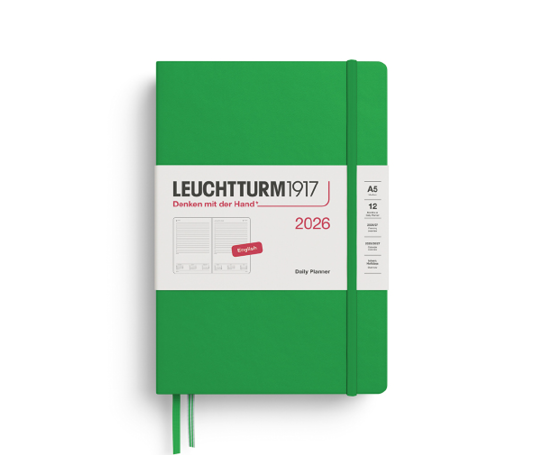 Leuchtturm agenda 2026 A5 rigide 1 jour/page - Spring Leaf