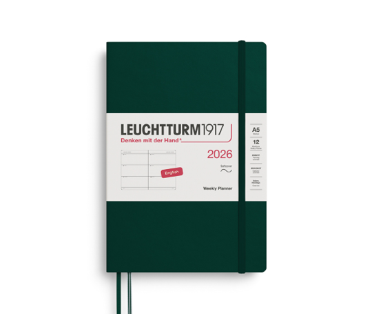 Leuchtturm agenda 2026 A5 souple en blocs - Forest
