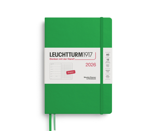 Leuchtturm agenda 2026 A5 rigide semaine&notes dots - Spring Leaf