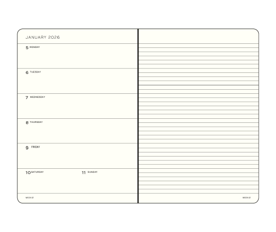 Leuchtturm agenda 2026 A5 souple semaine&notes - Lilac