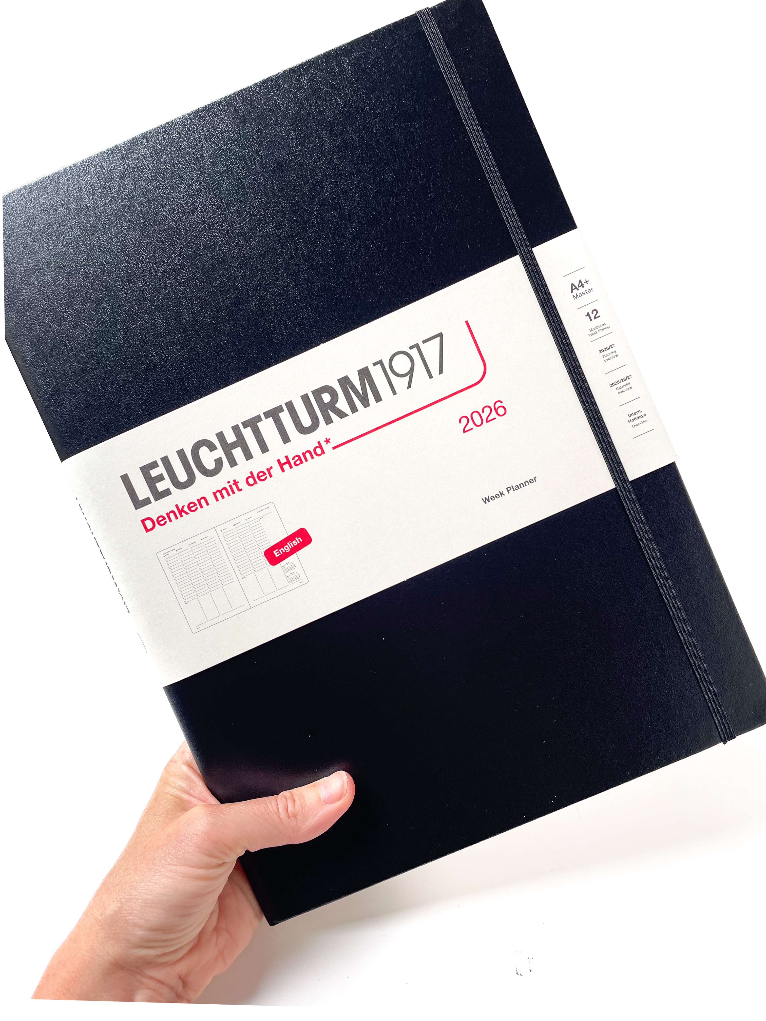 Leuchtturm - agenda 2026 A4+ - rigide en colonnes - Black