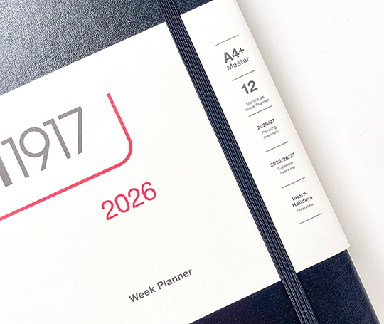Leuchtturm - agenda 2026 A4+ - rigide en colonnes - Black