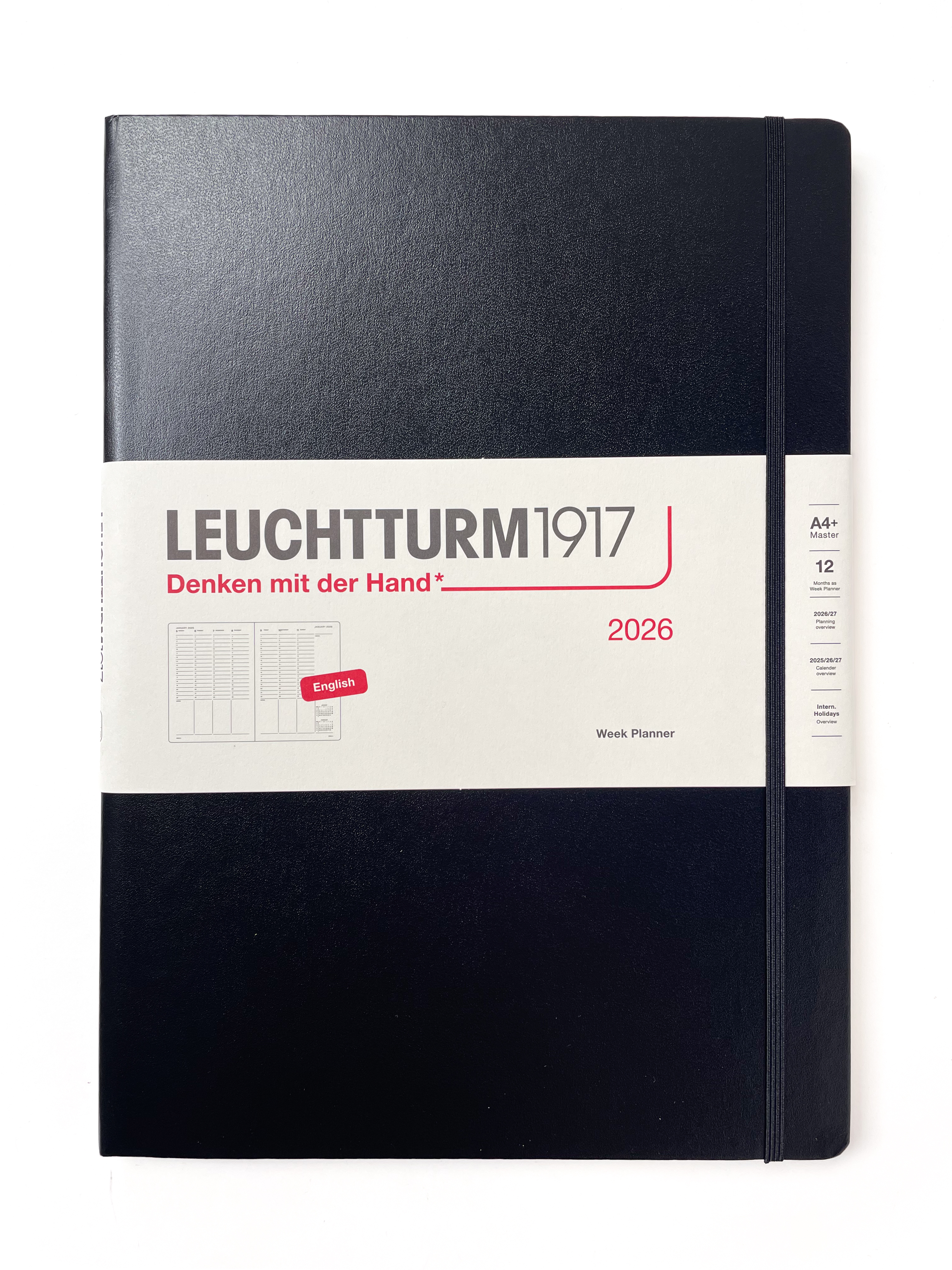 Leuchtturm - agenda 2026 A4+ - rigide en colonnes - Black