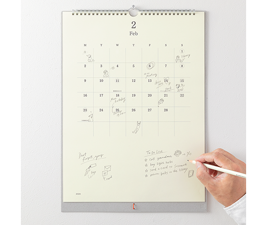 MD Paper - calendrier mural 2026 avec crayon