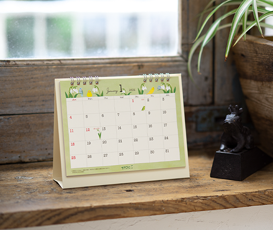 Midori Calendrier de bureau 2026 - Oiseaux