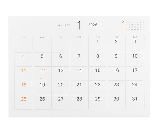Midori Recharge pour calendrier 2026 avec cintre doré