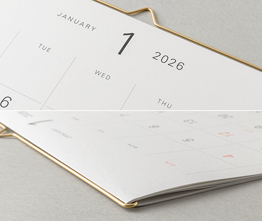 Midori - Calendrier 2026 avec cintre doré