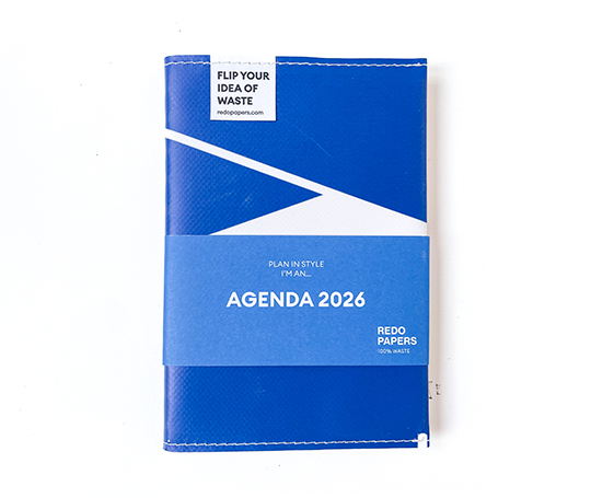 Redopapers - Agenda 2026 upcyclé - Bleu & blanc