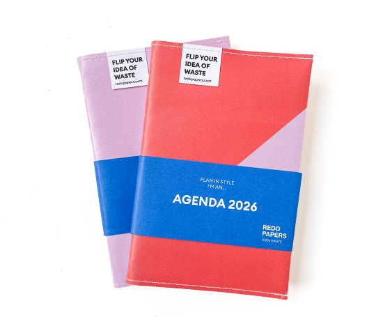 Redopapers - Agenda 2026 upcyclé - Rose & rouge