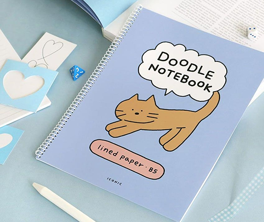 Carnet B5 à spirales Doodle - Soft Blue