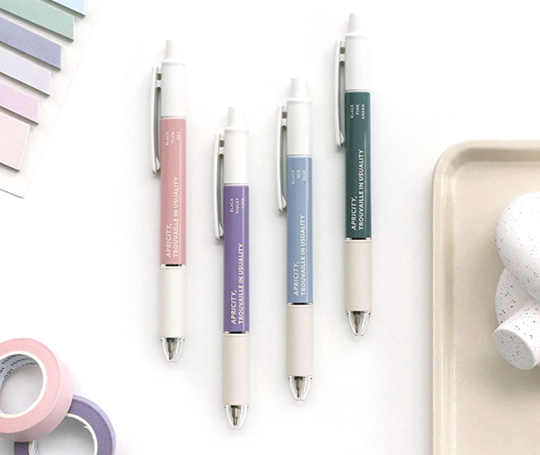 Stylo-bille à 3 couleurs (noir, violet, lime)