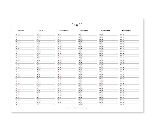 Calendrier annuel 2026 A4 - by Lundi