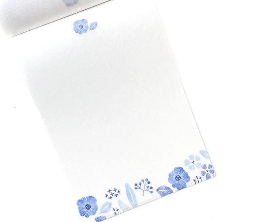 Papier à lettres - Fleurs bleues