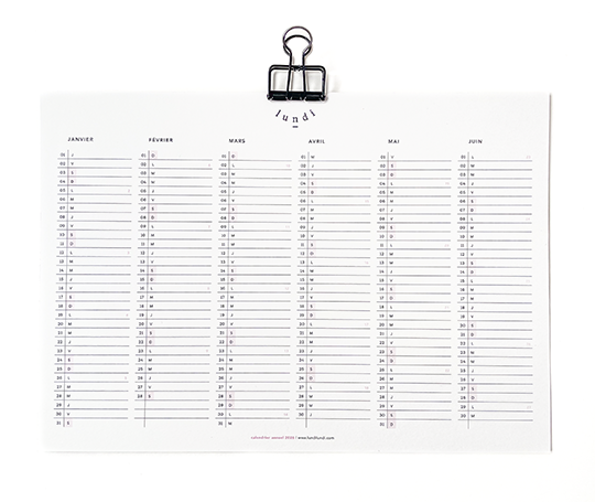Calendrier annuel 2026 A4 - by Lundi