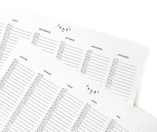 Calendrier annuel 2026 A4 - by Lundi