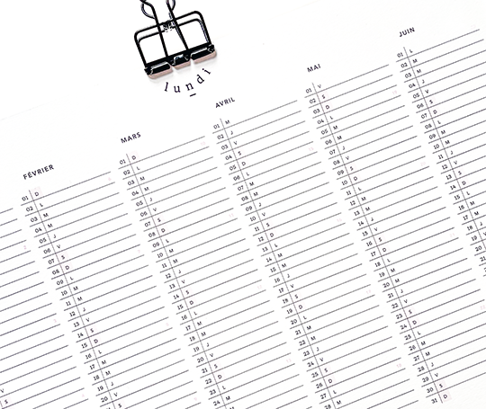 Calendrier annuel 2026 A4 - by Lundi