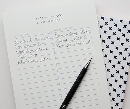 Kartotek "Balance your energy" list