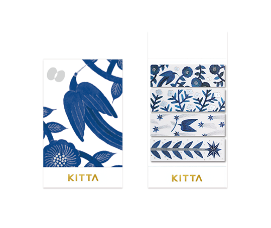 Kitta - Pochette de washi prédécoupé - Fleurs bleues