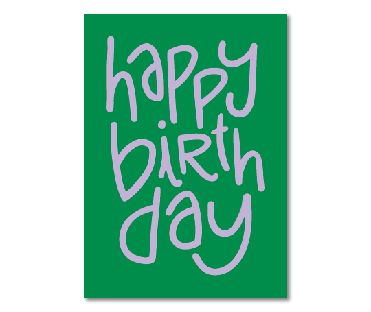 Carte - Happy Birth Day (vert/lilas)
