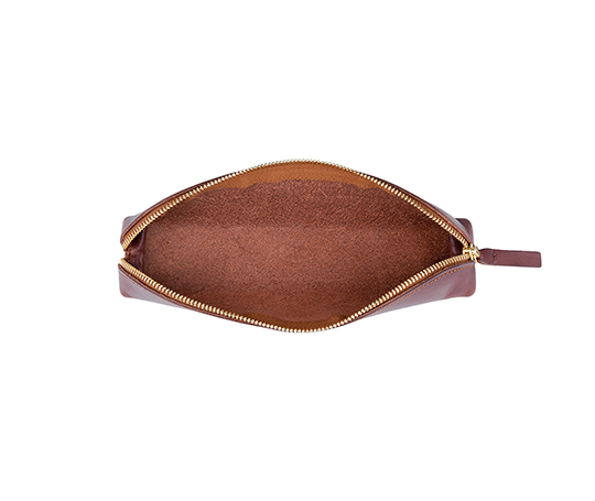 Grand plumier en cuir - Châtaigne