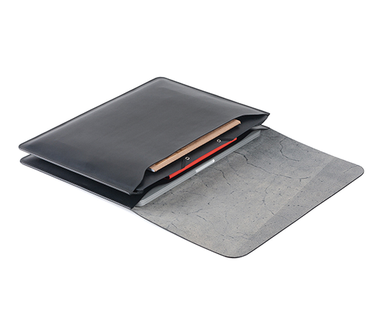 Pochette en cuir noir pour ordinateur - Noir