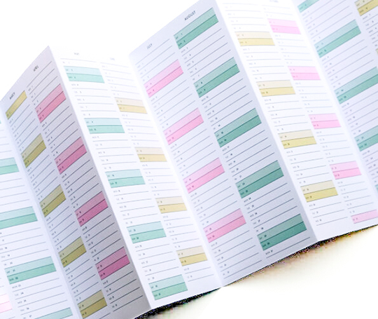 Calendrier dépliant - vue annuelle 2026