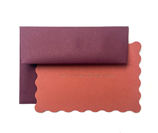 Carte - Merry Christmas & Happy New Year - Letterpress sur rouille