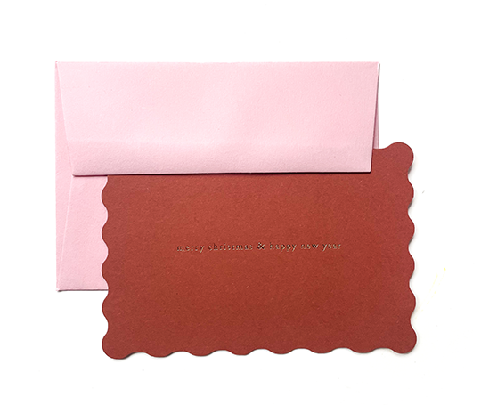 Carte - Merry Christmas & Happy New Year - Letterpress sur rouille
