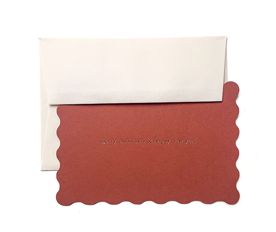 Carte - Merry Christmas & Happy New Year - Letterpress sur rouille