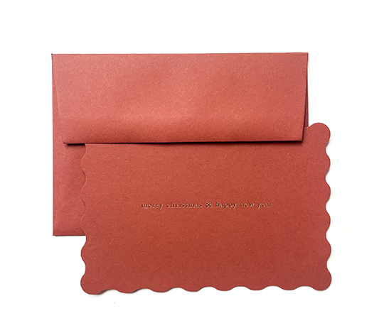 Carte - Merry Christmas & Happy New Year - Letterpress sur rouille