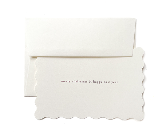 Carte - Merry Christmas & Happy New Year - letterpress sur Blanc